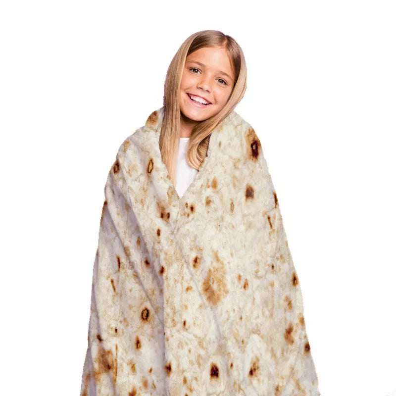 Realistic Burrito Tortilla Round Blanket