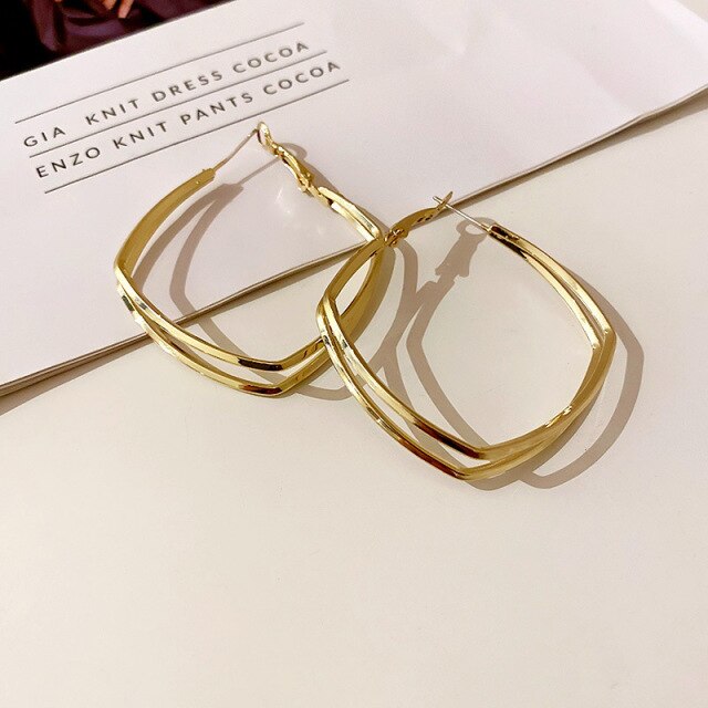 Double-Layer Gold Earrings