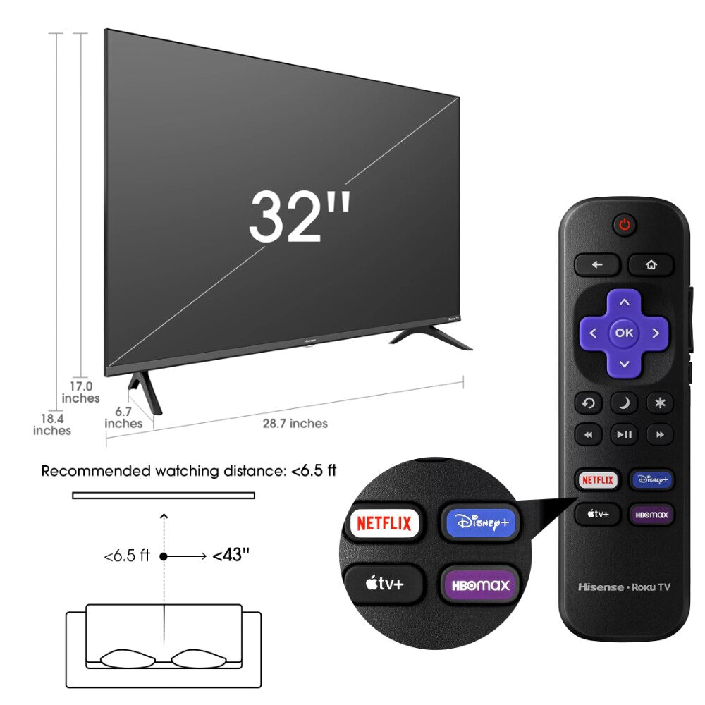 Hisense Roku 32" Class 720P HD LED LCD Smart TV H4030F Series 32H4030F3| |