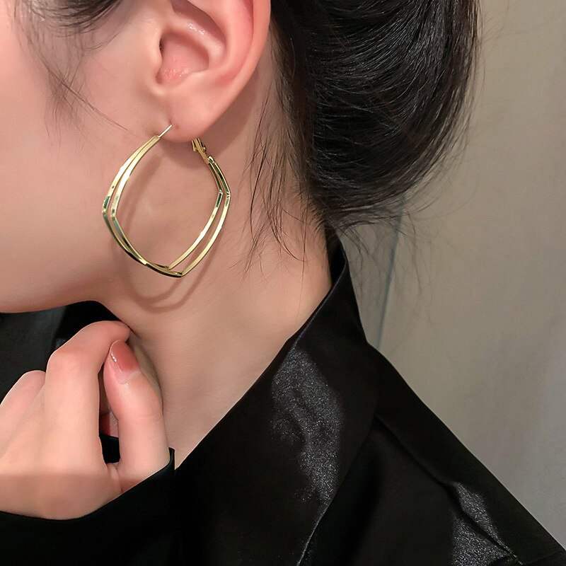 Double-Layer Gold Earrings