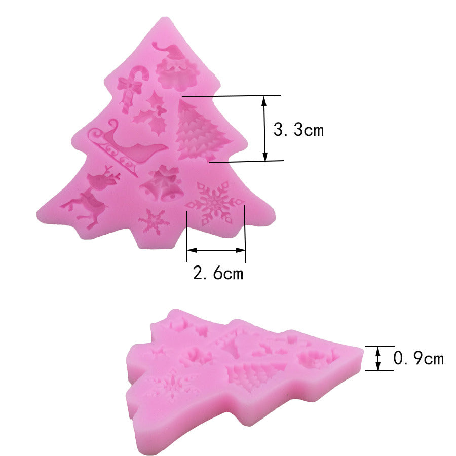 Christmas Tree Snow Deer Shape Silicone Cake Mold , DIY Cookie Jelly Chocolate Candy Baking Mould Fondant Cake Decorating Tools