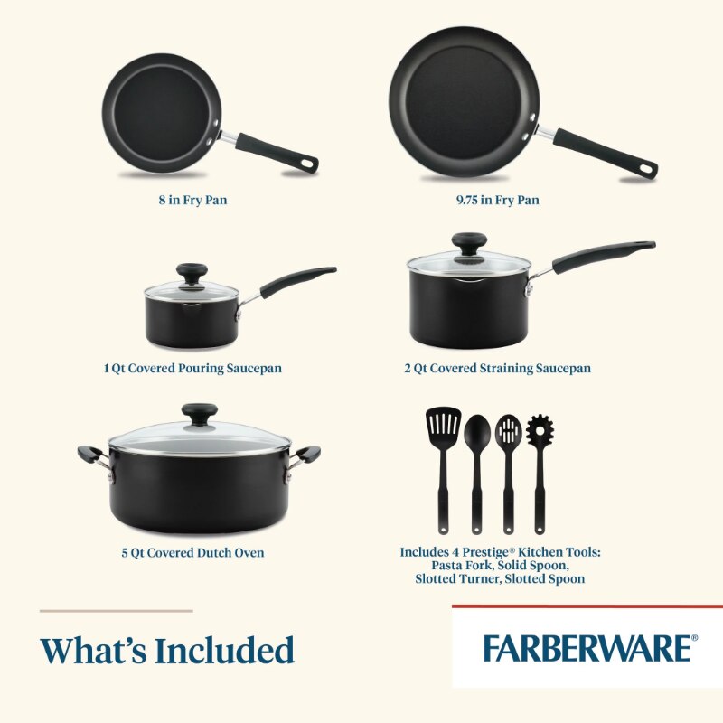Farberware 12 Piece Easy Clean Nonstick Pots Pans Cookware Set| |