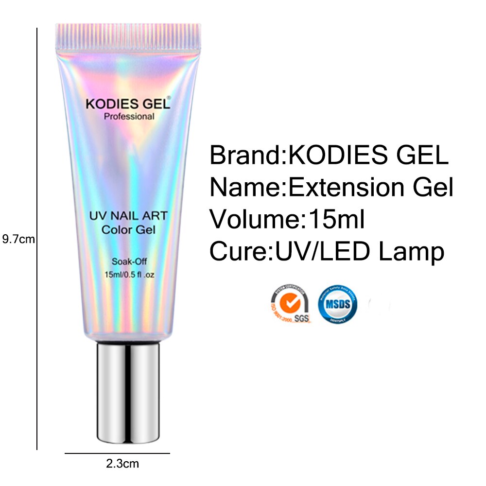 KODIES GEL 20 Colors Poly Nail Gel for Extension 15ML White Clear