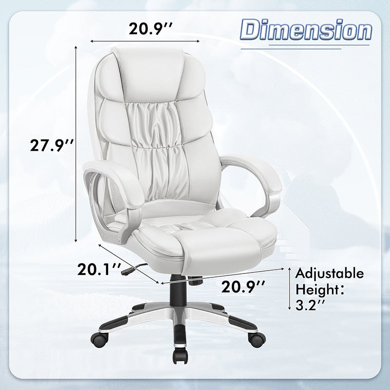 Leather High Back Office Chair Ergonomic Executive Office Chair Swivel