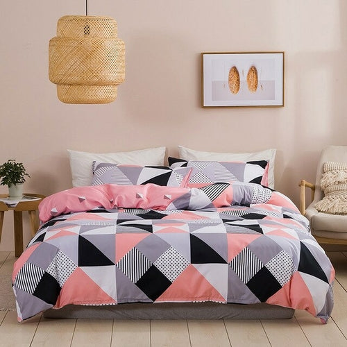 Modern Geometric Print Queen Bedding Set Soft Comfortable King Size