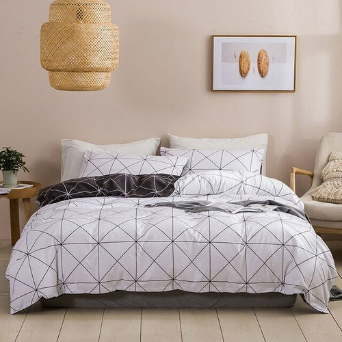 Modern Geometric Print Queen Bedding Set Soft Comfortable King Size