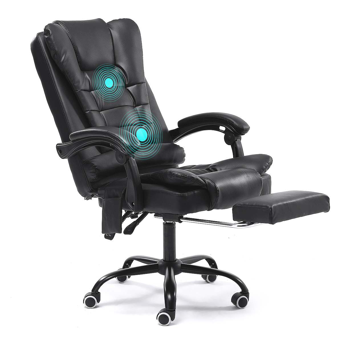 7 Point Massage Boss Chair Computer Office Chair Home Swivel Massage Chair Lifting Adjustable Chair 0.8mm PVC with Footrest