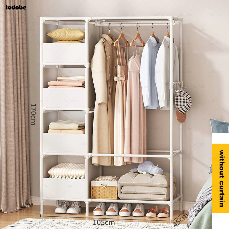 Multi-functional Simple Coat Rack Reinforced Metal Frame Bedroom Wardrobe Space-saving Clothes Organier Home Dorm Clothes Hanger