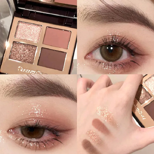 Charlotte Tilbury Eyeshadow Earth-Colored Matte Contour Charming Glitter All-In-One 4 Colors Palette Long-Lasting Color Waterproof