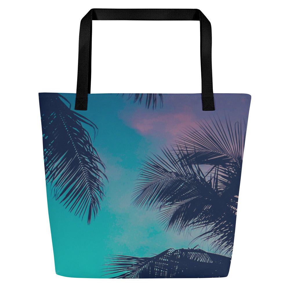 Tropical All-Over Print Large Tote Bag
