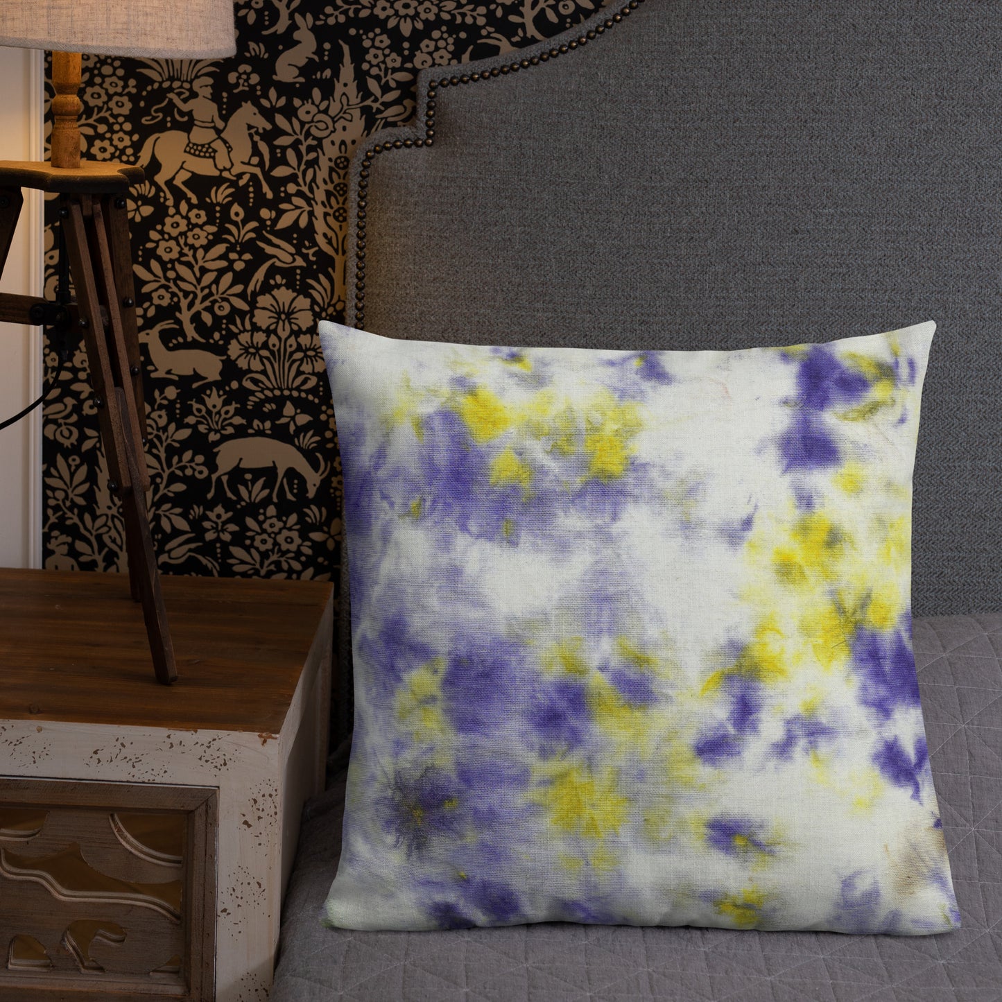 Yellow & Violet Cloud Premium Pillow