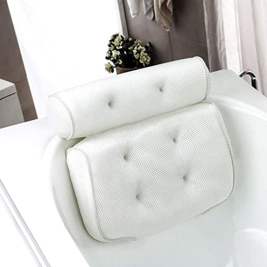 3D Mesh Bath Pillow Soft Waterproof SPA Headrest With Backrest Suction Cup Neck Cushion
