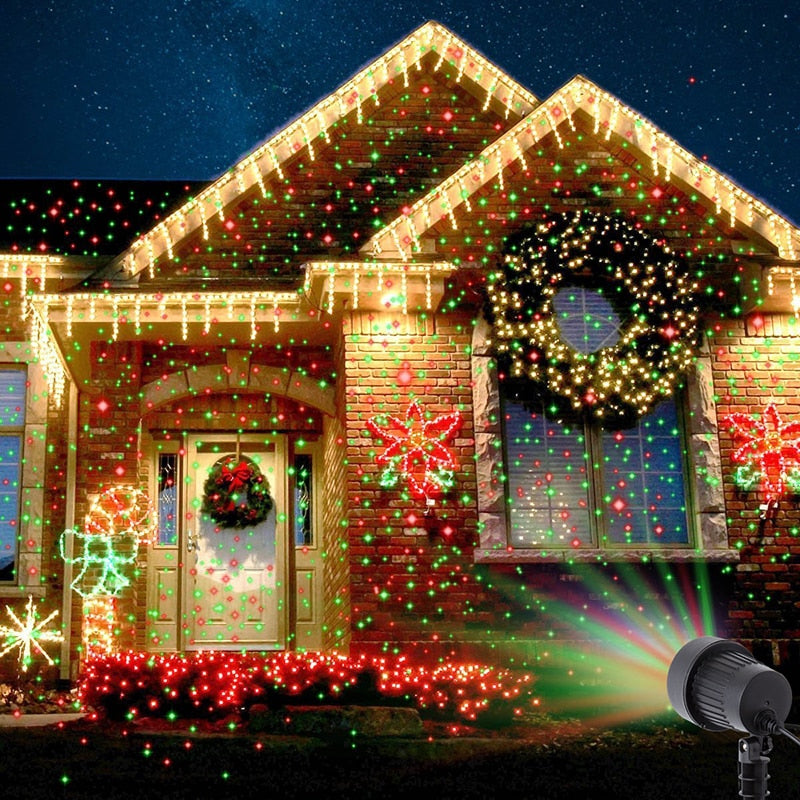 Christmas Laser Projector Stars Red Green Blue Showers lights Outdoor Waterproof IP65 Garden Decoration Static Twinkle RF remote