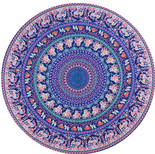 Mandala Elephant Round Tapestry