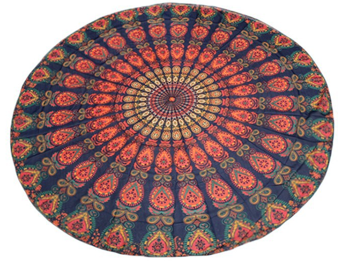 Mandala Elephant Round Tapestry