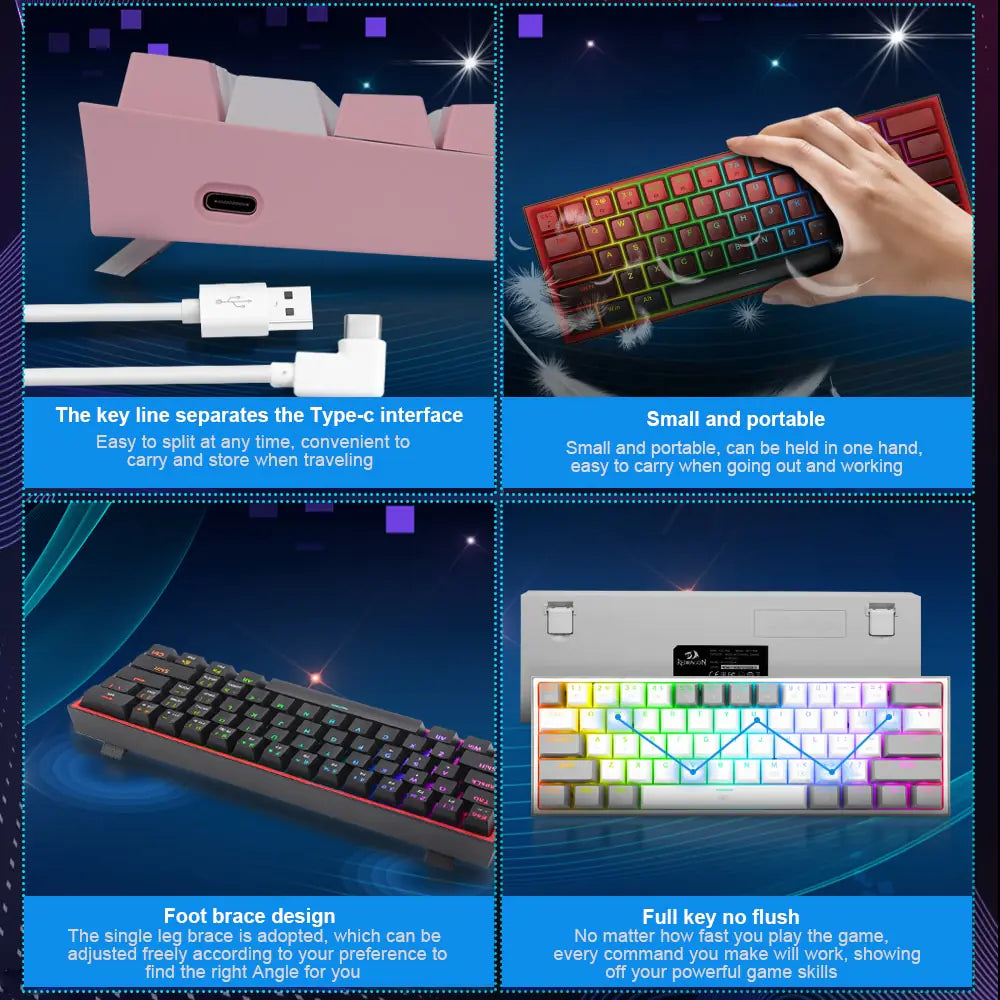 Mini Mechanical Gaming Wired Keyboard