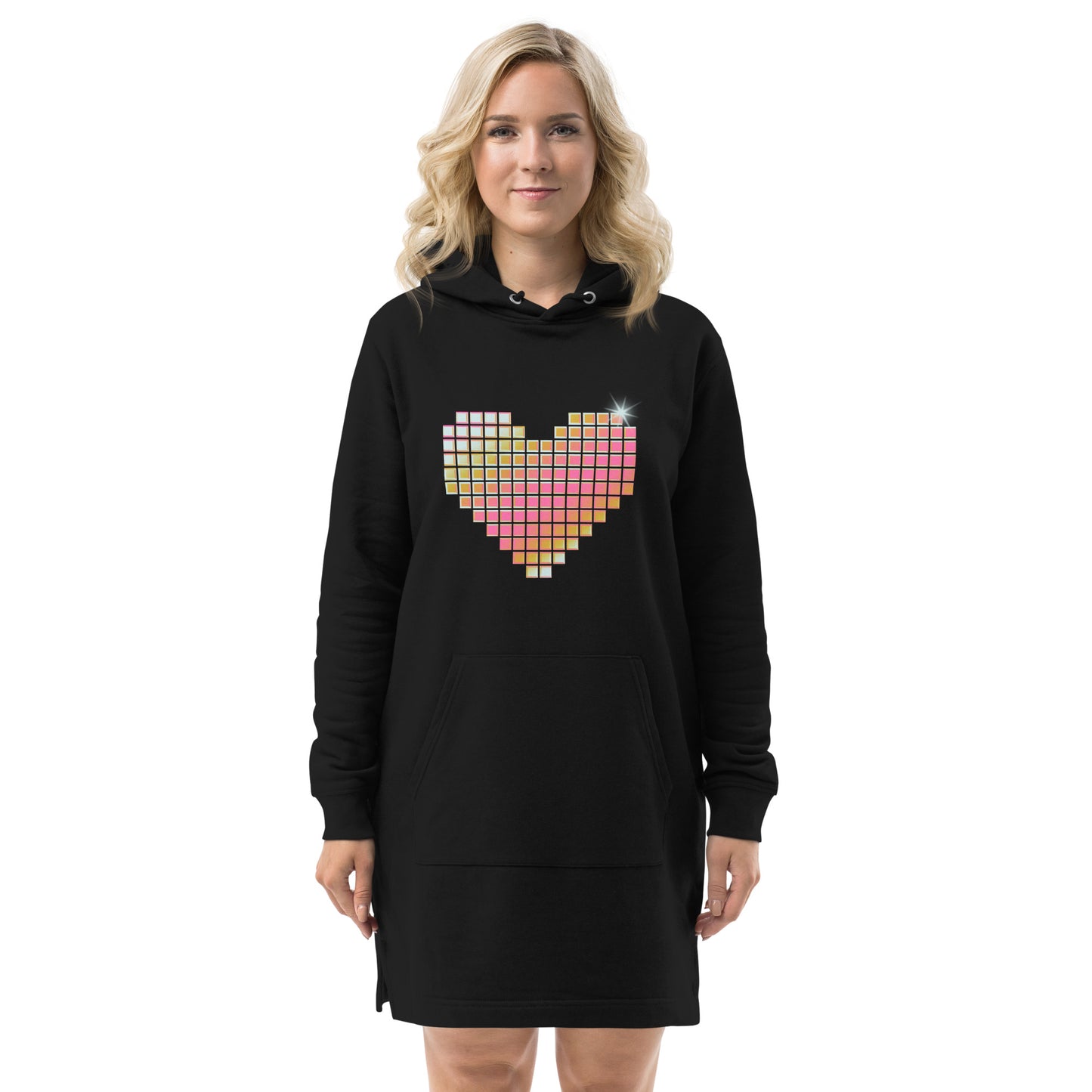 Pixelated Heart Hoodie Dress