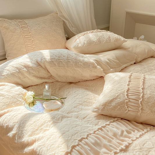 Queen Size Bed Sheets Set Luxury | Fleece Duvet Covers King Size -